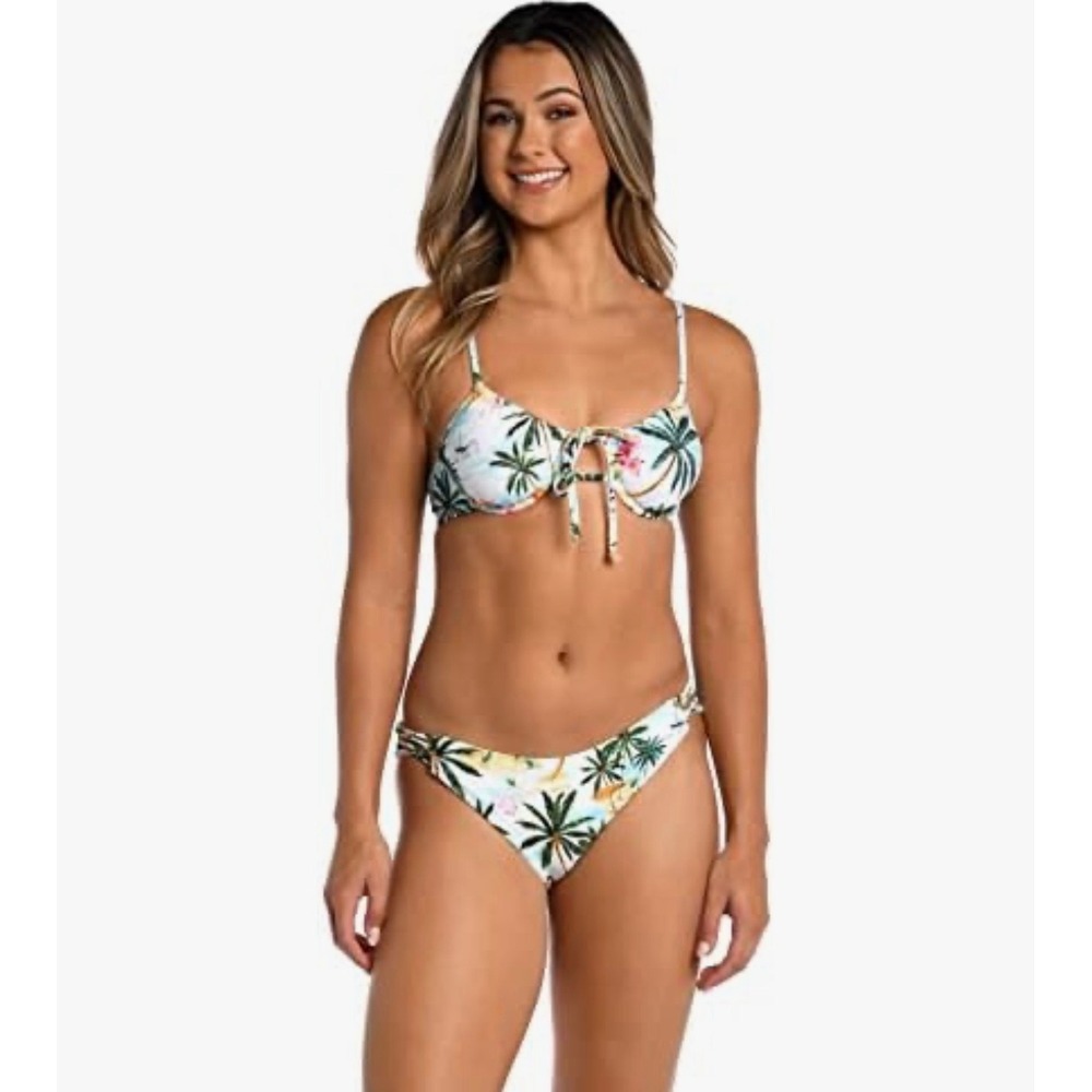 NWT Hobie Womens Push Up Bikini Top Tropical Palm Tree Floral Blue HS3XC84 MLT M